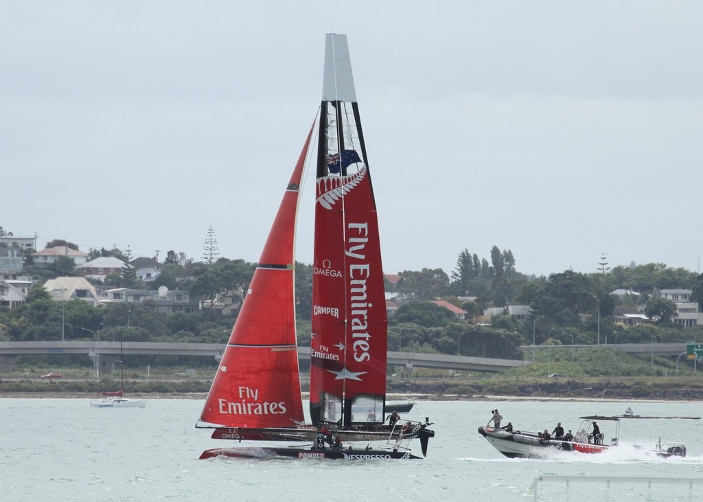 Luna Rossa and Emirates Team NZ - Practice Racing, Waitemata Harbour © Richard Gladwell www.photosport.co.nz